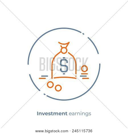 Business Profit Line Art Icon, Investition Earnings Vector Art, Outline Online Cash Exchange Illustr