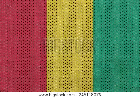 Guinea Flag Printed On A Polyester Nylon Sportswear Mesh Fabric With Some Folds