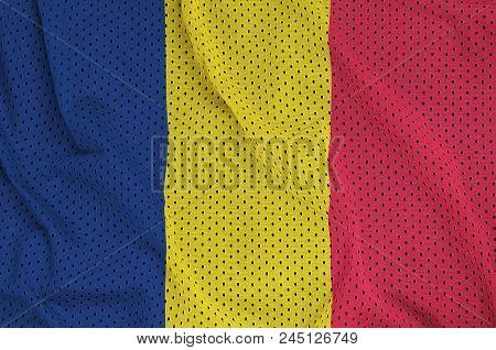 Chad Flag Printed On A Polyester Nylon Sportswear Mesh Fabric With Some Folds