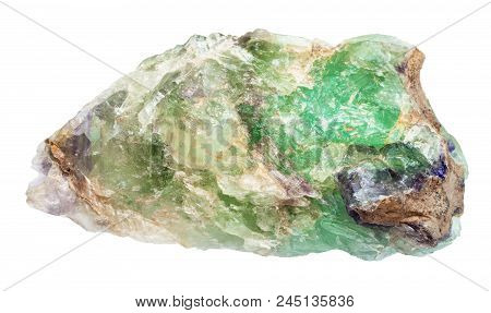 Macro Shooting Of Natural Mineral - Raw Green Beryl, Chrysoberyl, Alexandrite Crystals Isolated On W