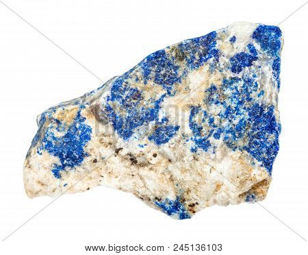 Macro Shooting Of Natural Mineral - Rough Lazurite (lapis Lazuli) Stone Isolated On White Backgroung