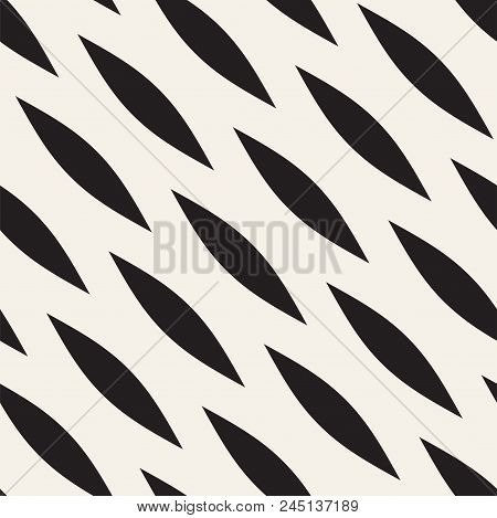 Vector Seamless Black And White Wavy Lines Pattern. Abstract Geometric Background