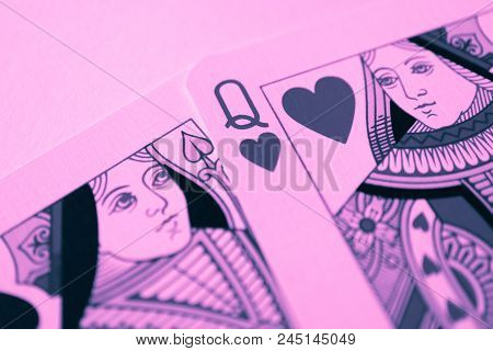 Queens Of Spades And Hearts Card Macro, Fortune-telling Cards. Mystic Card Ritual, Prediction For Th