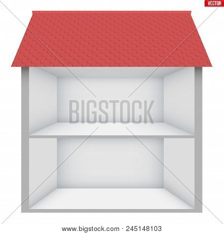 Two-storey House House In Section. Sample Empty House Interior. Planning Of Interior And Communicati