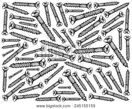 Manufacturing And Industry, Illustration Hand Drawn Sketch Wall-paper Background Of Cross Recessed C