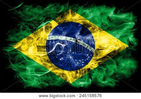 Brazil Smoke Flag On A Black Background