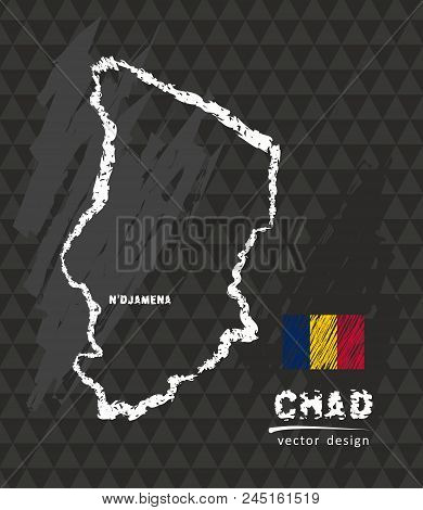 Map Of Chad, Chalk Sketch Vector Illustration