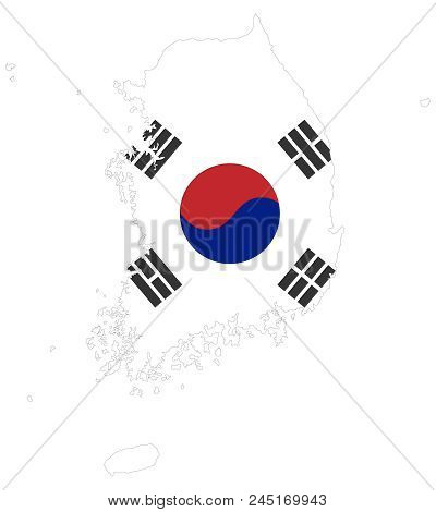 Background Of South  Korea Map And Flag