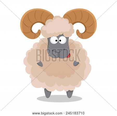 Muslim Traditional Holiday Eid Al-adha. Sacrifice A Ram. Greeting Card For Kurban Bayrami. Vector Il