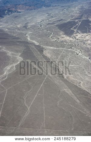 Trapezoid Lines Seen From The Plane, Nazca, Peru