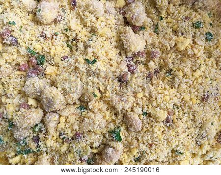The Traditional Brazilian Farofa With Bacon Pieces