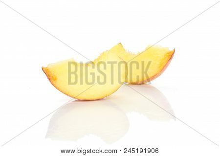 Yellow Peach Two Pieces Isolated On White Background
