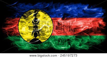 Flnks Smoke Flag, New Caledonia, On A Black Background