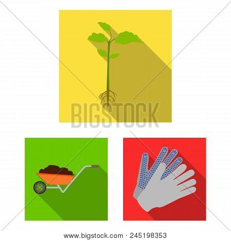 Farm And Gardening Flat Icons In Set Collection For Design. Farm And Equipment Vector Symbol Stock  