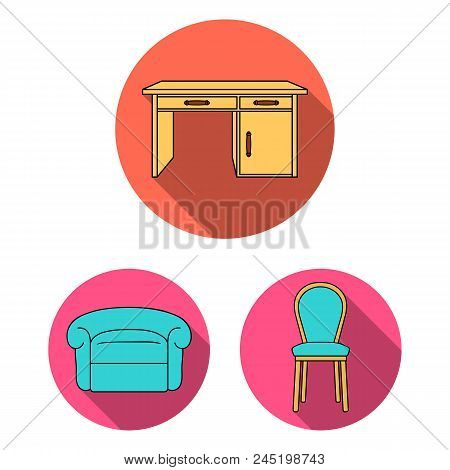 Furniture And Interior Flat Icons In Set Collection For Design.home Furniture Vector Symbol Stock  I