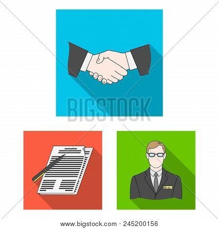 Realtor, Agency Flat Icons In Set Collection For Design. Buying And Selling Real Estate Vector Symbo