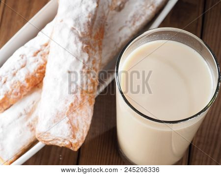 Horchata
Horchata Is A Drink, Made With The Juice Of Tigernuts And Sugar.  Native From Valencia - Sp