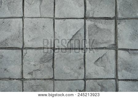 Sidewalk Square Pattern With Gray Tone, Concrete Tile Texture, Background