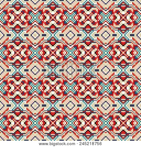 Small Pixels Colored Geometric Background Seamless Pattern Vector Illustration