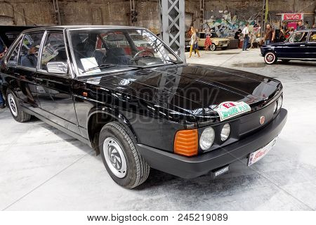 Kharkiv, Ukraine - May 19, 2018: Retro Car Black Tatra T-613 Manufactured In 1992 Is Presented At Th