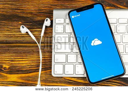 Sankt-petersburg, Russia, June 2, 2018: Microsoft Onedrive Application Icon On Apple Iphone X Screen