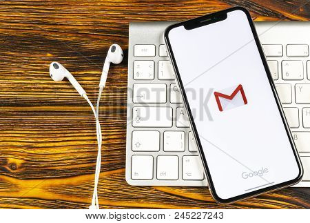Sankt-petersburg, Russia, June 2, 2018: Google Gmail Application Icon On Apple Iphone X Smartphone S