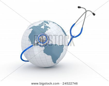 Toprak ve Stethscope. 3D
