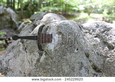Excalibur Sword In The Stone In The Forest