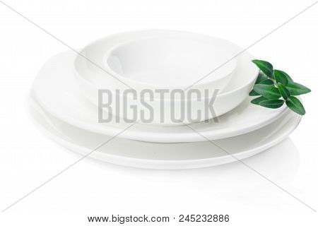 White Dishes For Dishes Isolated On White Background