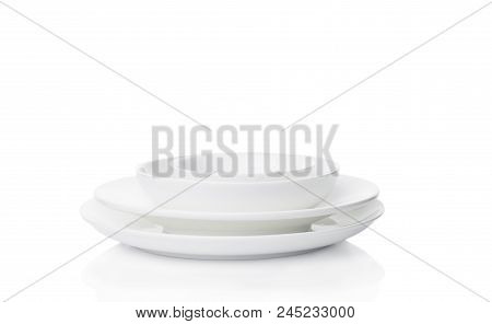 White Dishes For Dishes Isolated On White Background