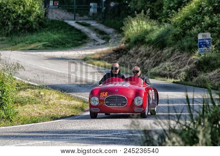 Pesaro Colle San Bartolo , Italy - May 17 - 2018 : Fiat Siata 750 Sport	1948 Old Racing Car In Rally