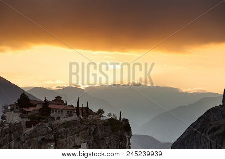 Monastery Of The Holy Trinity On Cliff. Greek Destinations. The Meteora Monasteries, Greece Kalambak