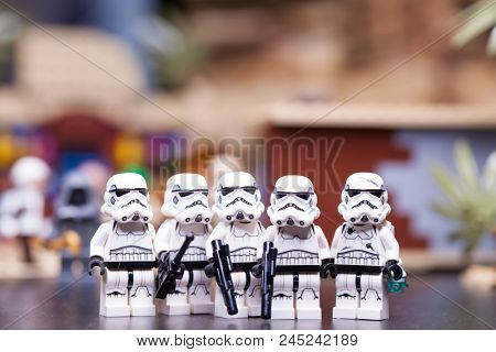 RUSSIA, April 12, 2018. Constructor Lego Star Wars. Episode IV, Squad of stormtroopers