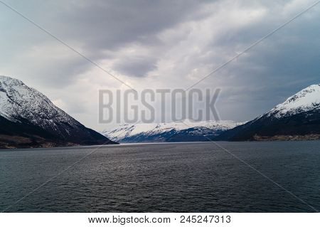 Landscape Of The Norwegian Eidfjord From The Perspektive Of A Cruise Ship