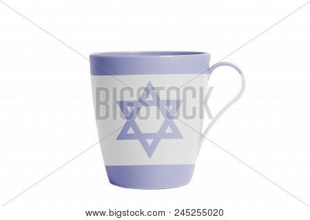 Cup With Flag Of Israel Isolated On White Background