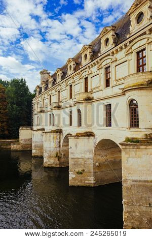 July 23, 2017 The Castle Of Chenonceau. France. The Facade Of The Medieval Castle Of Ladies. The Roy