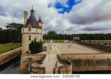 July 23, 2017 The Castle Of Chenonceau. France. The Facade Of The Medieval Castle Of Ladies. The Roy
