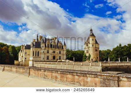 July 23, 2017 The Castle Of Chenonceau. France. The Facade Of The Medieval Castle Of Ladies. The Roy