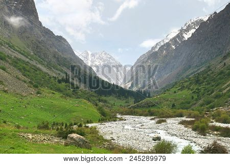 The Ala Archa National Park In The Tian Shan Mountains Of Bishkek  Kyrgyzstan