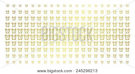 Buzzer Icon Gold Halftone Pattern. Vector Buzzer Items Are Organized Into Halftone Matrix With Incli