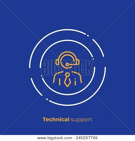 Line Art Stick Support. Business Assistance. Scalable Vector Icon In Modern Outline Style. Lineart E