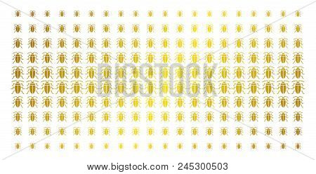 Cucaracha Icon Gold Colored Halftone Pattern. Vector Cucaracha Objects Are Organized Into Halftone G