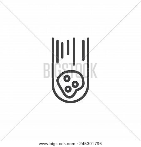 Falling Meteor Outline Icon. Linear Style Sign For Mobile Concept And Web Design. Flying Comet Or Fi