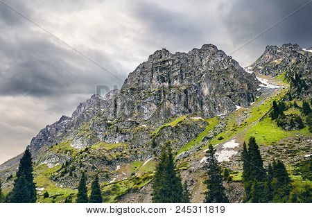 Landscape Of Overcast Mountains