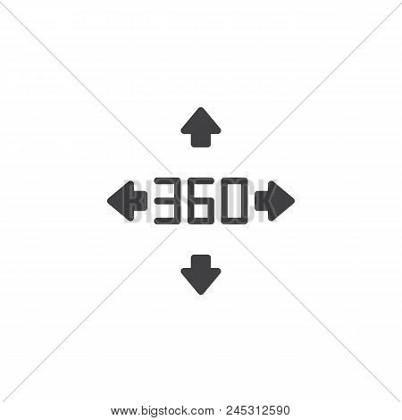 360 Degrees Arrows Vector Icon. Filled Flat Sign For Mobile Concept And Web Design. Four Direction M