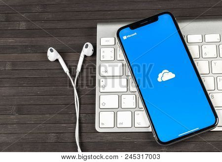 Sankt-petersburg, Russia, June 2, 2018: Microsoft Onedrive Application Icon On Apple Iphone X Screen