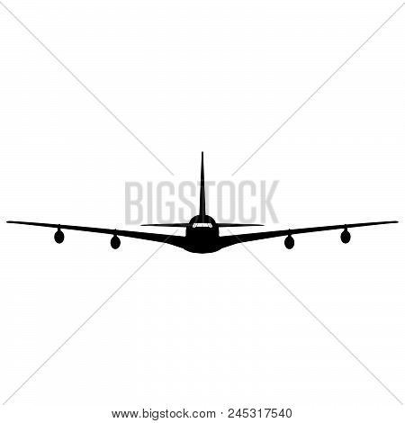 Airplane Silhouette On White Background. Vector Illustration.
