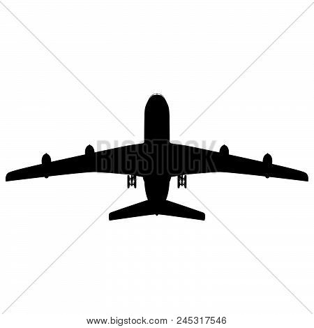 Airplane Silhouette On White Background. Vector Illustration.