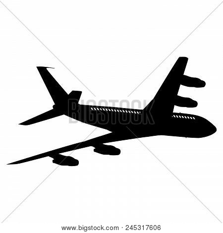 Airplane Silhouette On White Background. Vector Illustration.
