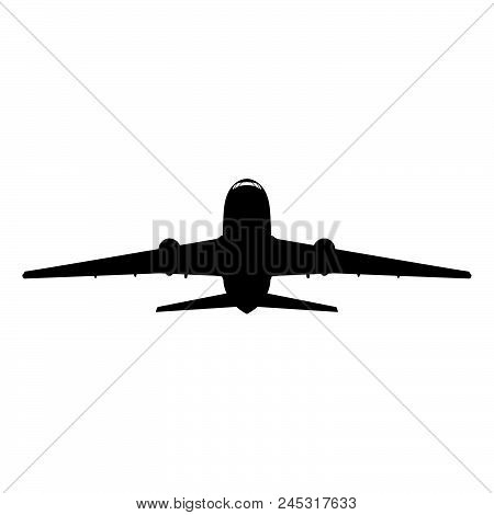 Airplane Silhouette On White Background. Vector Illustration.